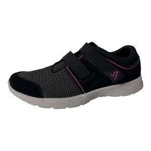 Vionic “Brisk Ema” Black Gray Pink Suede Adjustable Slip On Sneakers Size 8.5